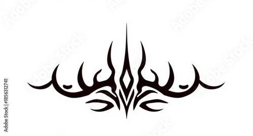Black vector silhouette of a tribal tattoo set featuring flame patterns and dragon art illustrations for a hot nature symbol design