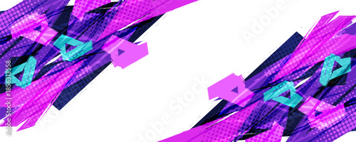 Abstract Background with Colorful Sharp Brush Strokes, Overlay Effect, and Halftone Pattern. Banner or Poster Design Elements for Sports and Events