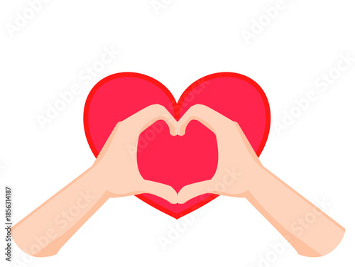 手で作るハートのイラスト / Heart Shape Made with Hands Illustration
