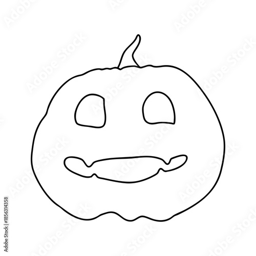Outline for Coloring of Halloween Pumpkin. One of the Fall Holiday Symbol. Vector Illustration.