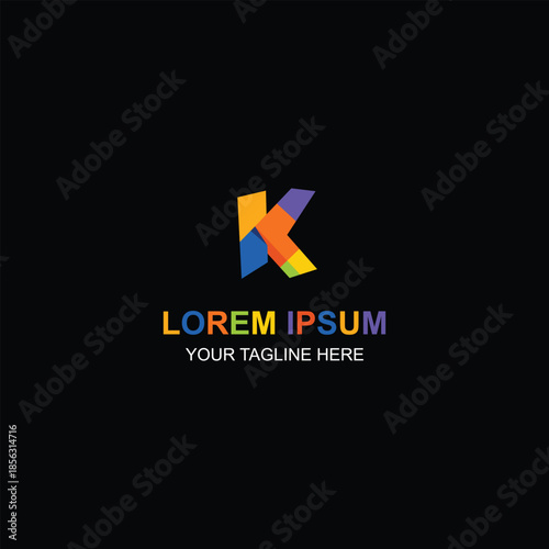 Free Download Modern colorful letter K logo with vibrant overlapping shapes with Creative Illustration - GFXLoad