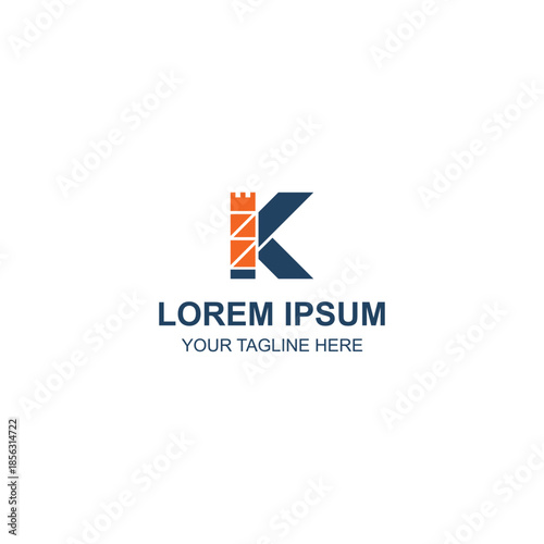 Modern letter K logo with orange and dark blue with Creative Illustration