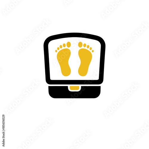 Digital Bathroom Scale with Footprints Icon for Health and Wellness Tracking Vector Illustration. Weight Loss Measurement and Body Progress Monitor Graphic Design Element