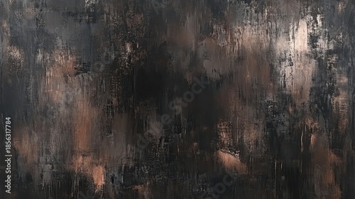 Abstract painting with dark textured brushstrokes and subtle light contrasts