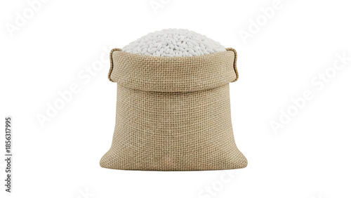 3D Sack of rice on transparent background