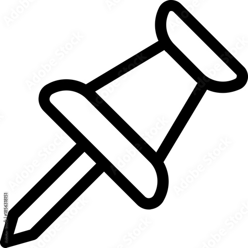 Black push pin icon - outline