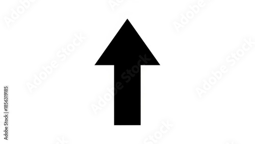 A large black arrow pointing upwards on a white background