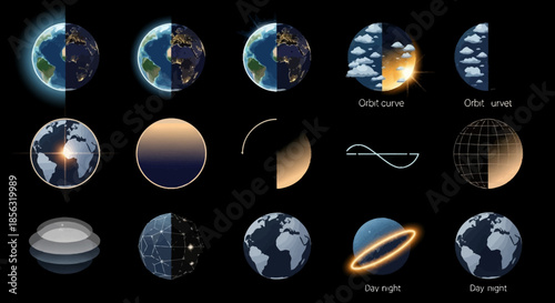 Collage of Planet Earth Images in Various Phases.