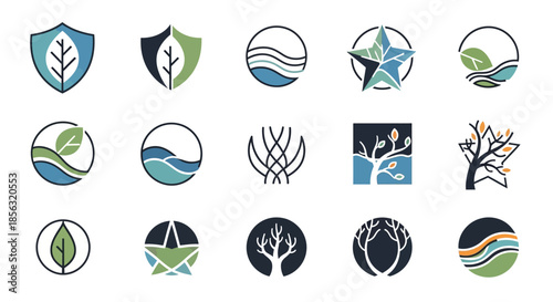 Collection of Environmentally Themed Logos and Icons.