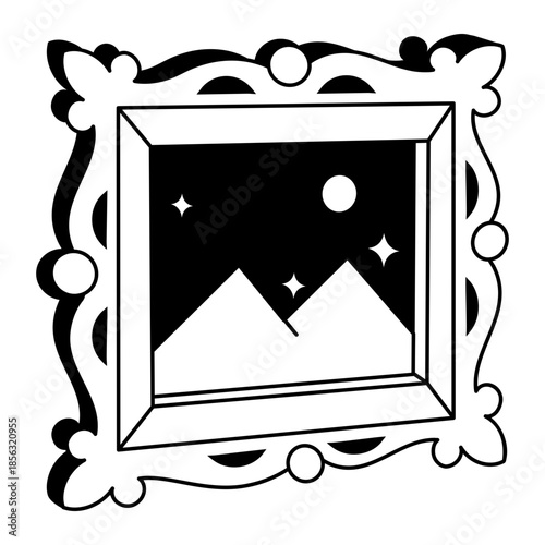 A drawing style illustration representing an art gallery

