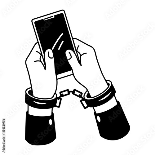 A sketchy style illustration showing phone addiction
