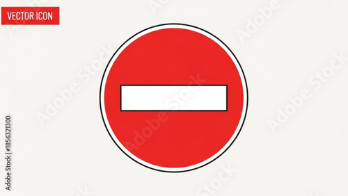 No Entry Sign Red Circle White Bar Isolated Vector Icon