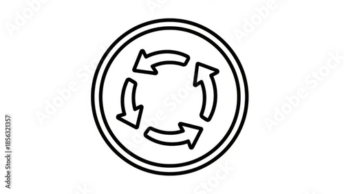 Cycle Arrows Icon Refresh Symbol Black and White Isolated