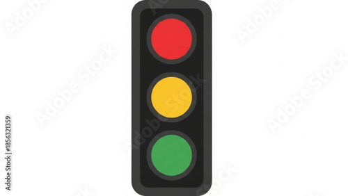 Traffic Light with Red Yellow Green Lights Isolated on White Background Vector Illustration