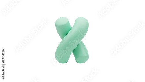 3D Intertwined green soft shapes on transparent background
