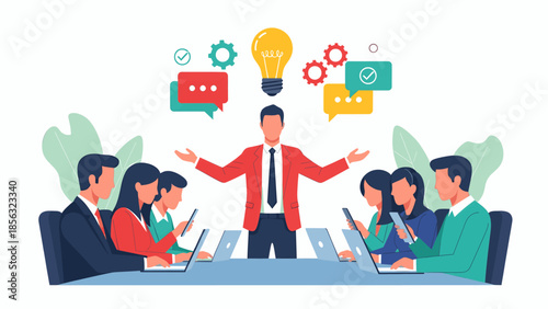 Business meeting with creative leader and team