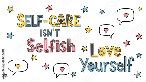 Self-Care and Self-Love Typography with Stars