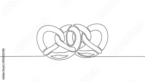 Pretzel continuous line drawing. Love concept