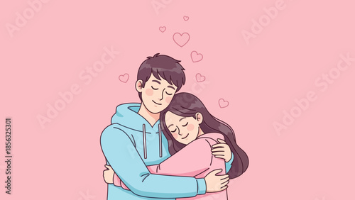 Loving Couple Embrace on Valentine's Day