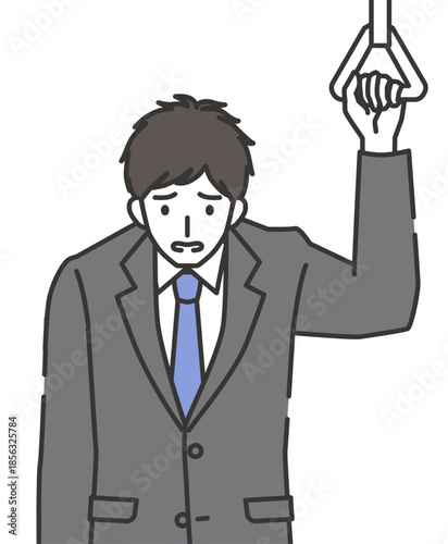 出社前に憂鬱な気分の通勤中の男性