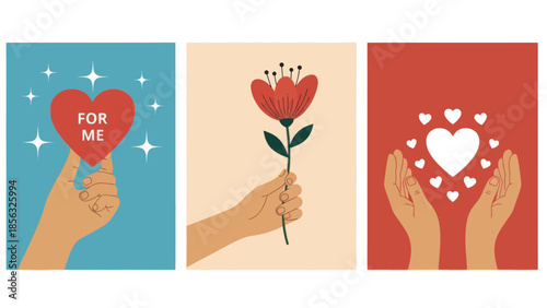 Heart and Flower Hand Illustrations