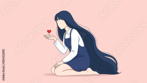 Girl with Heart: Self-Love Concept