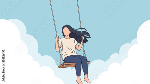 Girl on Swing: Serenity and Freedom in the Sky