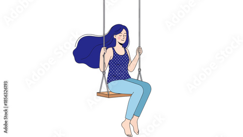 Girl on Swing: Serene Relaxation