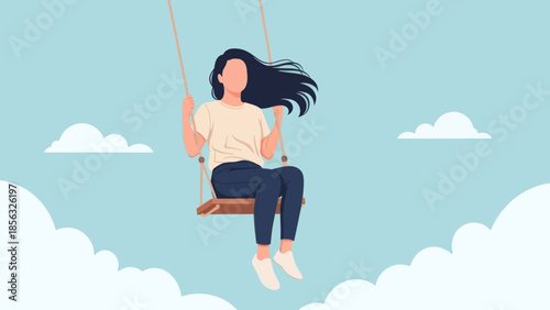 Girl on Swing in Clouds, Freedom