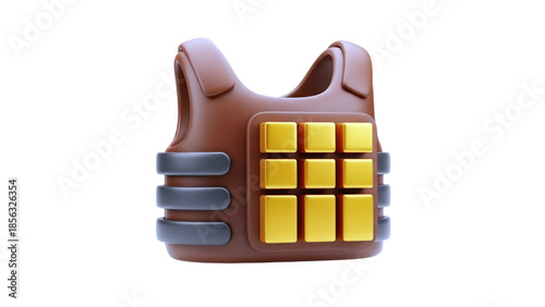 3D Bulletproof Vest Icon on transparent background