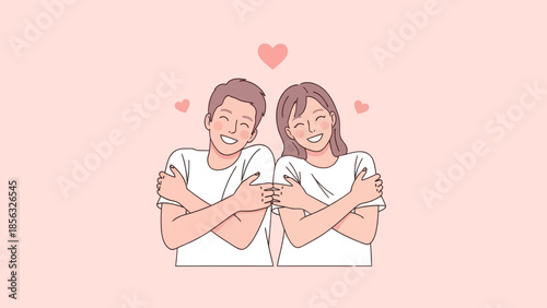 Couple embracing Self love Valentine