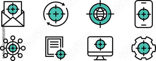 Icon Collection Pack sights, radar, viewfinder, target, gunpoint, crossfire for Websites, App UI, and Creative Digital Asset