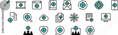 Collections Icon Pack Crosshair with Editable Features for Websites, App UI, and Creative Digital Asset