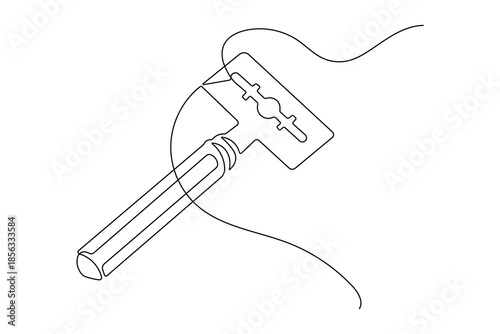 Modern minimalist razor icon drawing made with one continuous smooth line