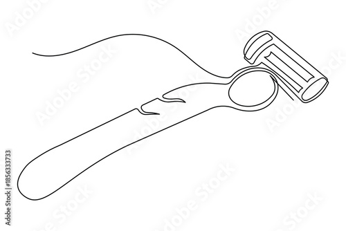 One line art of razor icon with elegant minimalist continuous outline design