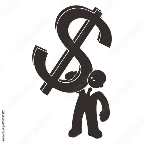 Man Carrying Dollar Sign