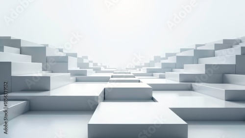 Light gray geometric block array art scene