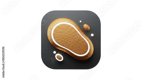 3D Abstract golden shape with white outline on dark background on transparent background