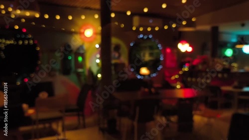 Defocus of the bar in the night, indoor Chiangmai Thailand.