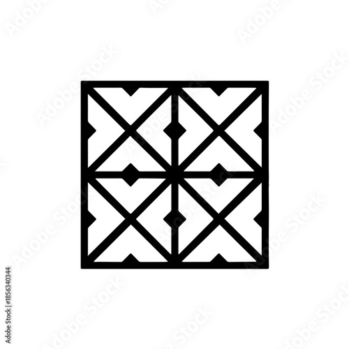 Minimalist Keffiyeh fishnet pattern icon in geometric shape. Black and white traditional Palestinian scarf texture for International Day of Solidarity with the Palestinian People, 29 November