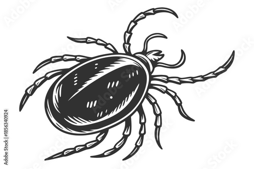 Vintage Engraved Tick Insect Illustration
