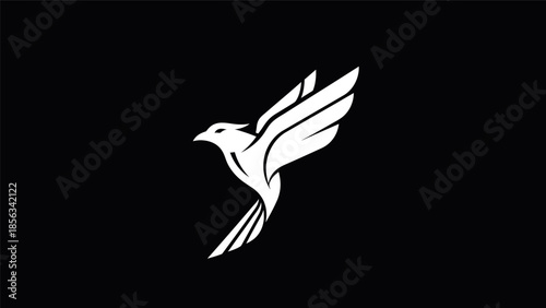 Elegant White Bird in Flight Logo Design.