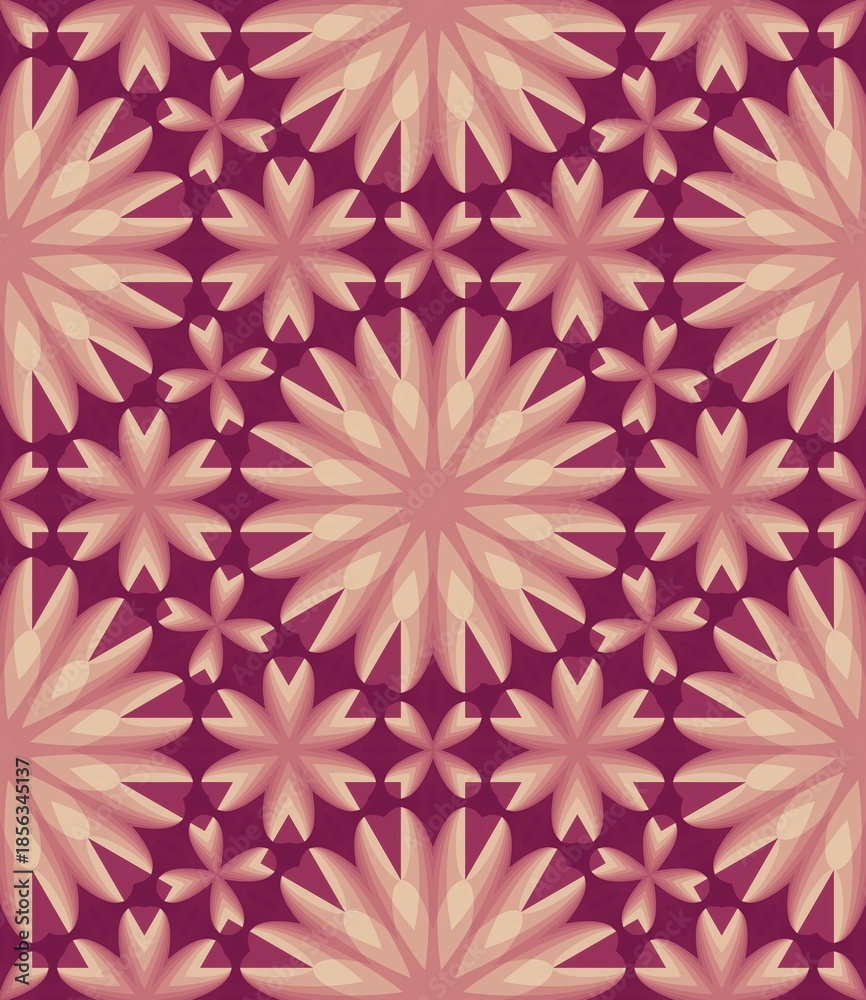 Obraz premium Seamless pink floral pattern with blooming chrysanthemum and daisy flowers in a soft garden style background