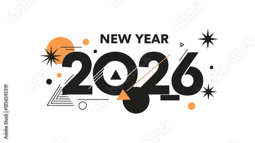 New Year 2026 Celebration Graphic Illustration with Modern Design Elements