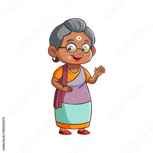 2d Indian grandmother cartoon character ready for animation moral stories, made by adobe illustrator and ready for animate cc.