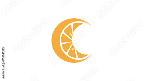 Orange Slice Crescent Moon Logo Design.