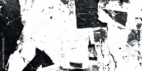 Abstract monochrome image featuring fragmented shapes and textures resembling distressed or torn surfaces high quality professional