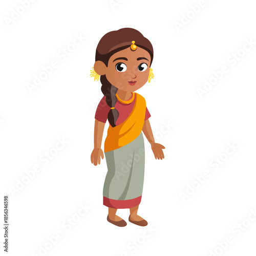 2d Indian village Woman Cartoon character ready for animation moral stories, made by adobe illustrator and ready for animate cc. Face Create with Ai.
