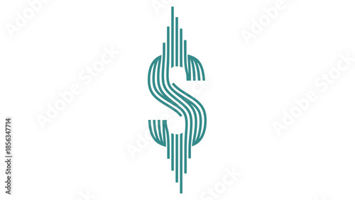Stylized dollar sign made of flowing lines on a white background.