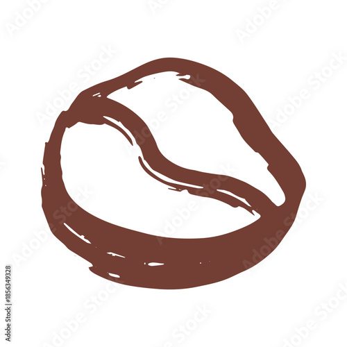 Hand drawn fresh roasted coffee bean Arabica robusta seed doodle Single element for print, web, design, decor